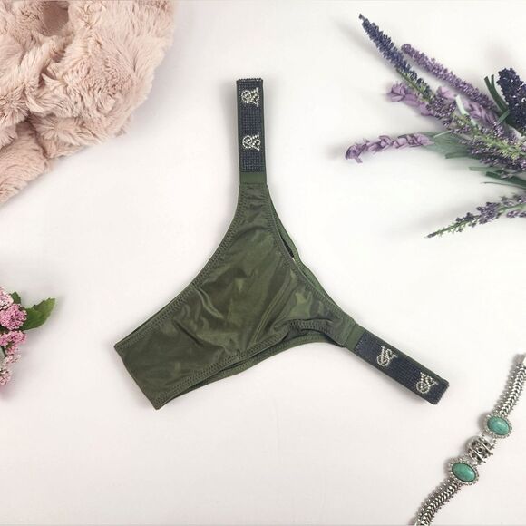EXTRA SMALL {Victoria's Secret} Green {Rhinestones} Straps Panty - Picture 1 of 5